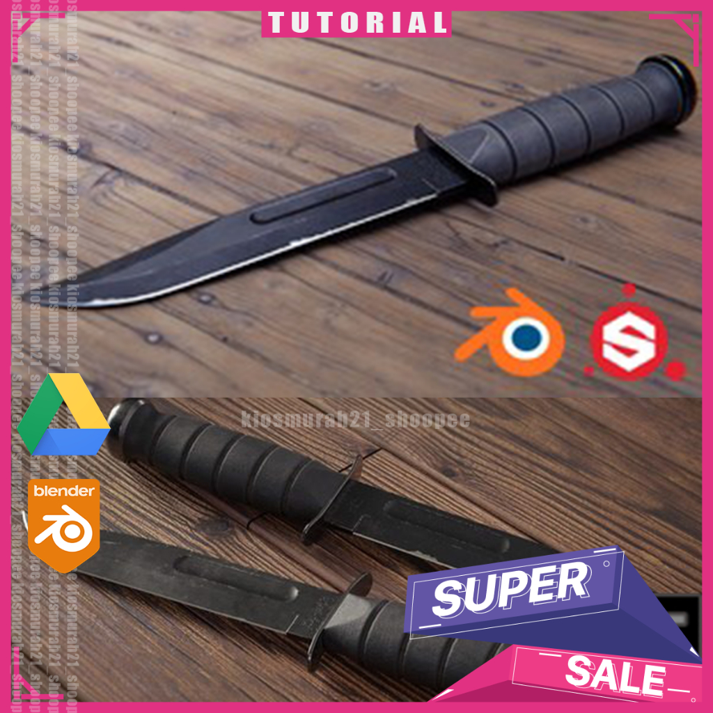 Blender 3D - Combat Knife 3D Game Asset in Blender and Substance Painter 3D Blender Tutorial