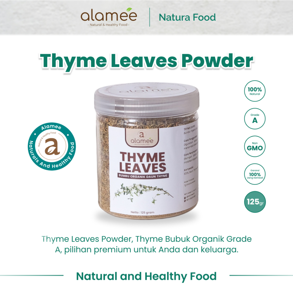 

ALAMEE Thyme Kering Seasoning Daun Timi Bumbu Dapur Organik Garnish Dried Leaves Murni Asli