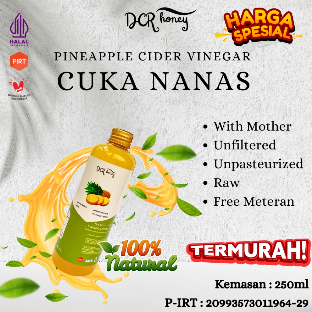 

Cuka Nanas 250ml Organic Original Asli With Mother Cider Vinegar - DCR Honey