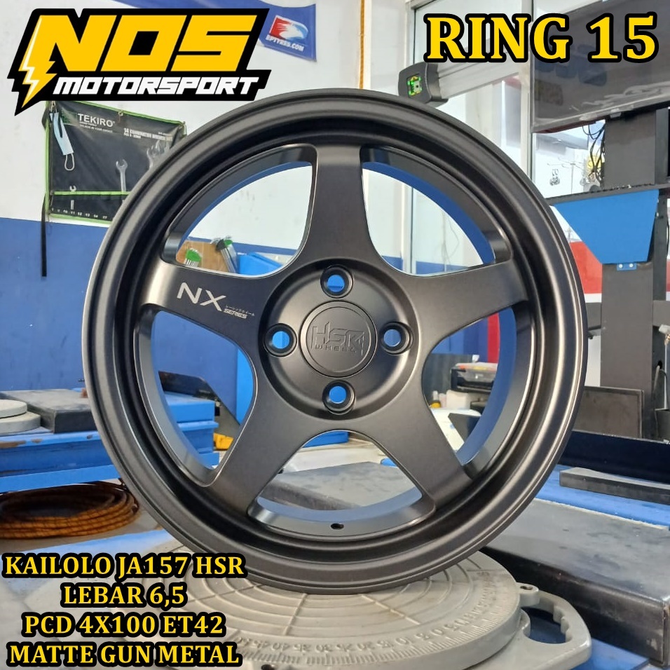 Velg Racing Ring 15 HSR KAILOLO Lebar 6,5 Pcd 4X100 Pelek r15 Mobil Agya Brio