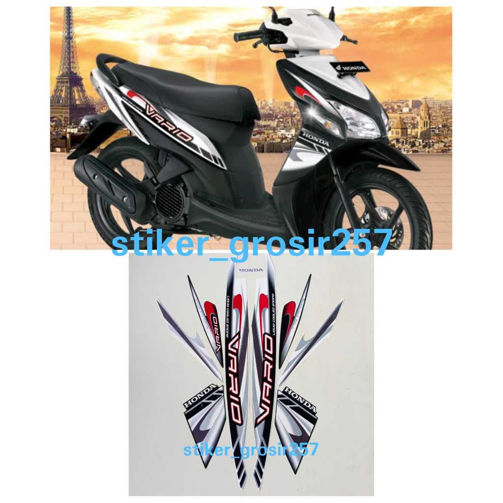 STIKER STRIPING LIS LES BODY HONDA VARIO 110 KARBU 2009 PUTIH HITAM STANDAR