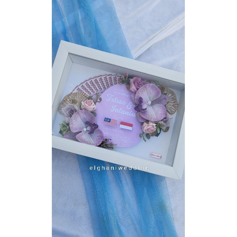 elghaniwedding- Mahar Bingkai - Bingkai Mahar 30x40cm - Mahar Akrilik Brush - Mahar Akrilik Transpar