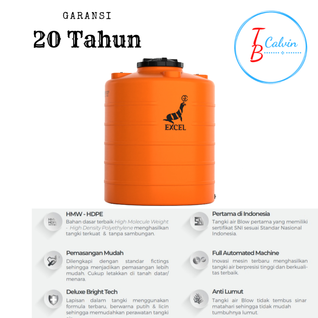 Tangki Air / Tandon / Toren Air Excel Blow 2000 Liter ALB 2000