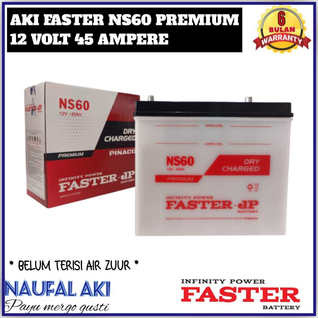 Aki Mobil Avanza/Terios/Rush/Taruna/Xenia/Katana/Escudo/APV  FASTER NS60 Premium 45 Ampere