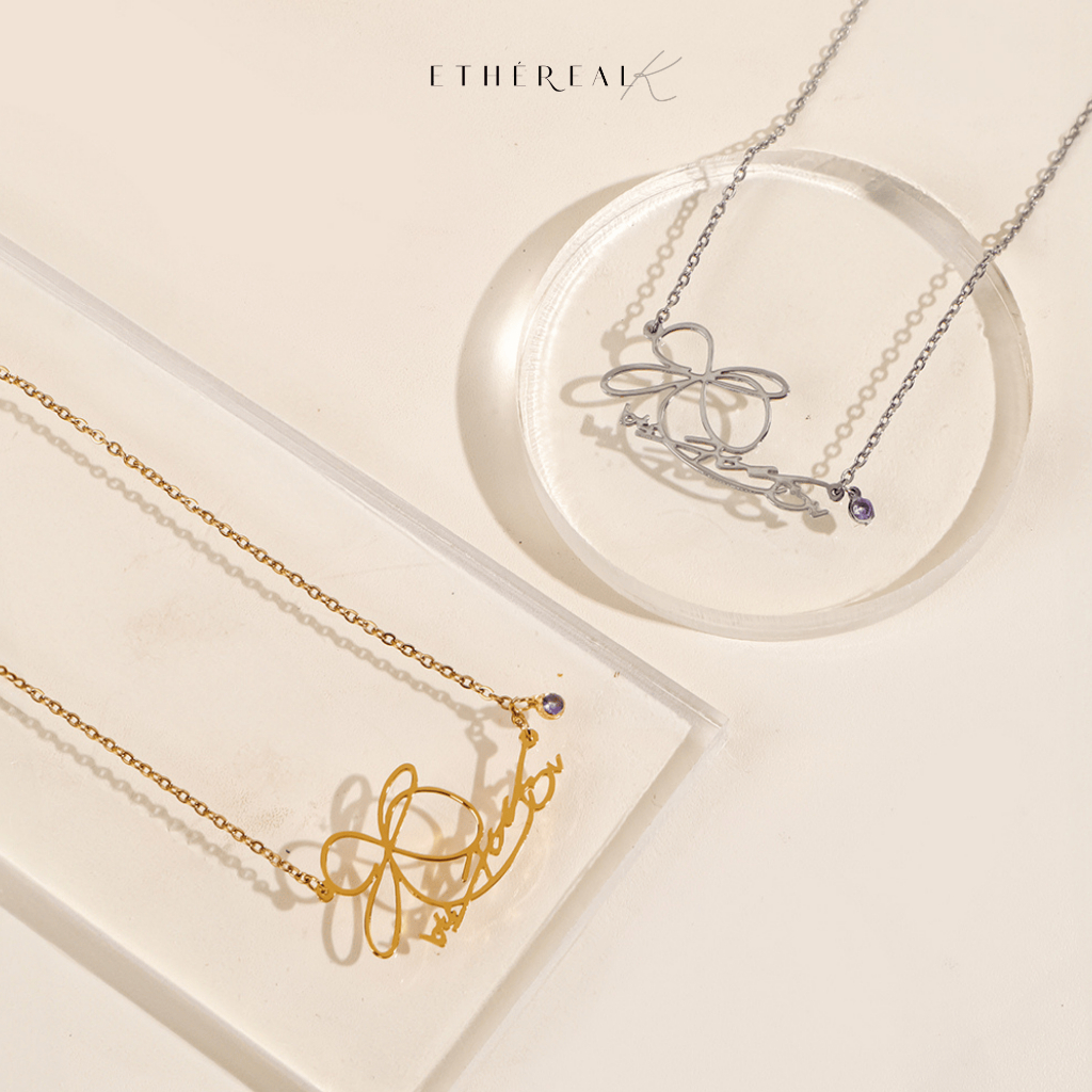 EtherealK - Taehyung “V” BTS Signature Series | Kalung Rantai Anti Karat Lapis Emas Gold Permata BTS