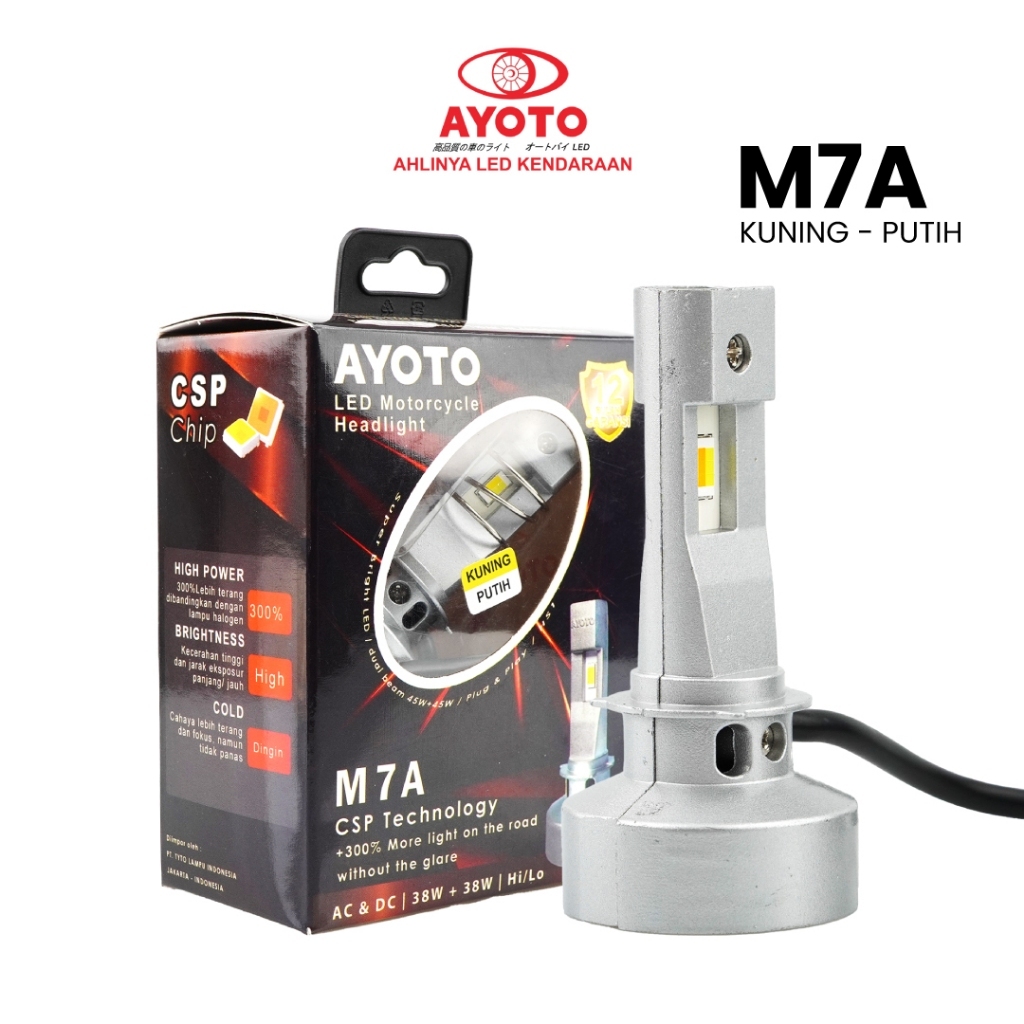 Lampu LED Motor Matic Bebek AYOTO M7A Hi Low AC DC Watt 38+38