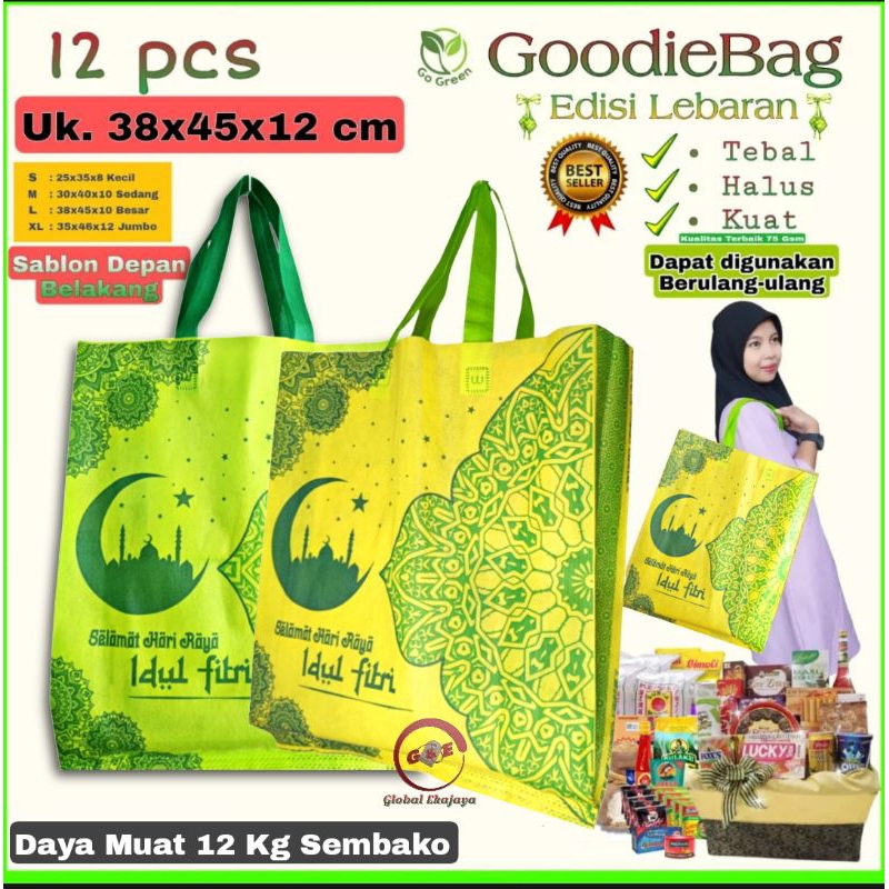 

Lusinan Tas Kain Spunbond Idul Fitri Uk 38x45x12 BESAR JUMBO Goodie Bag Lebaran Hampers THR Godybag