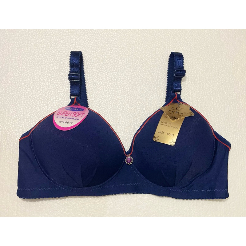 BH / Bra wanita Fema 6612 biru dongker,tanpa kawat,busa tipis,jumbo,kait 3