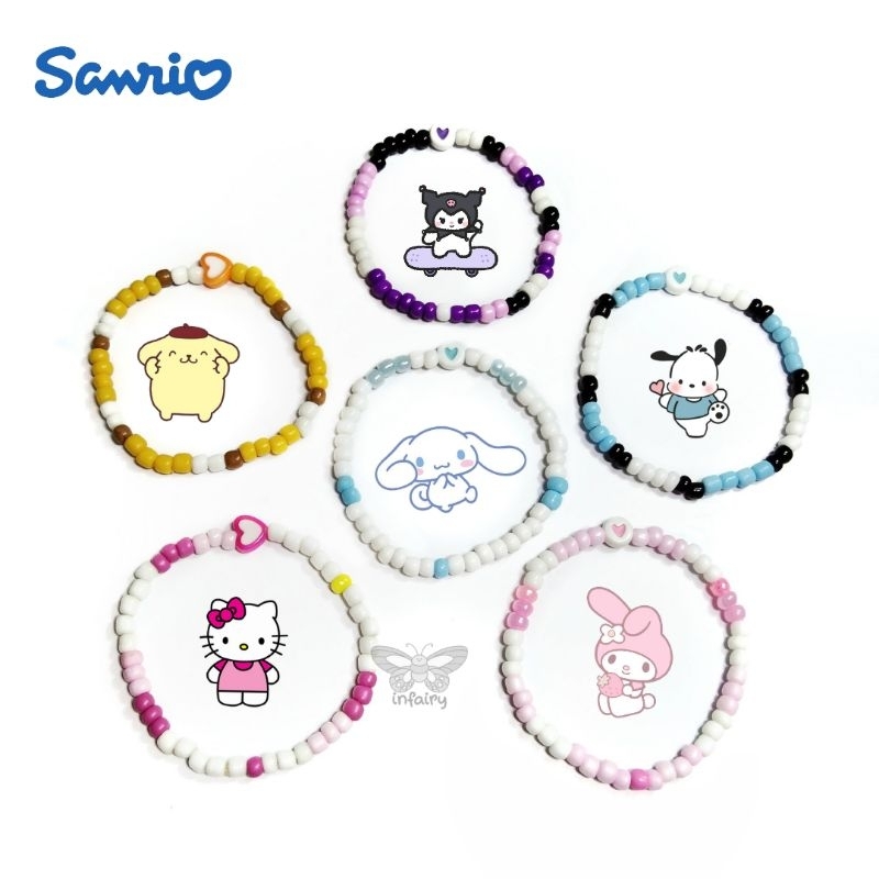 [Bracelet Character] Bracelet Gelang Manik Mote Karakter - Sanrio Kuromi My melody Cinamoroll Hello 
