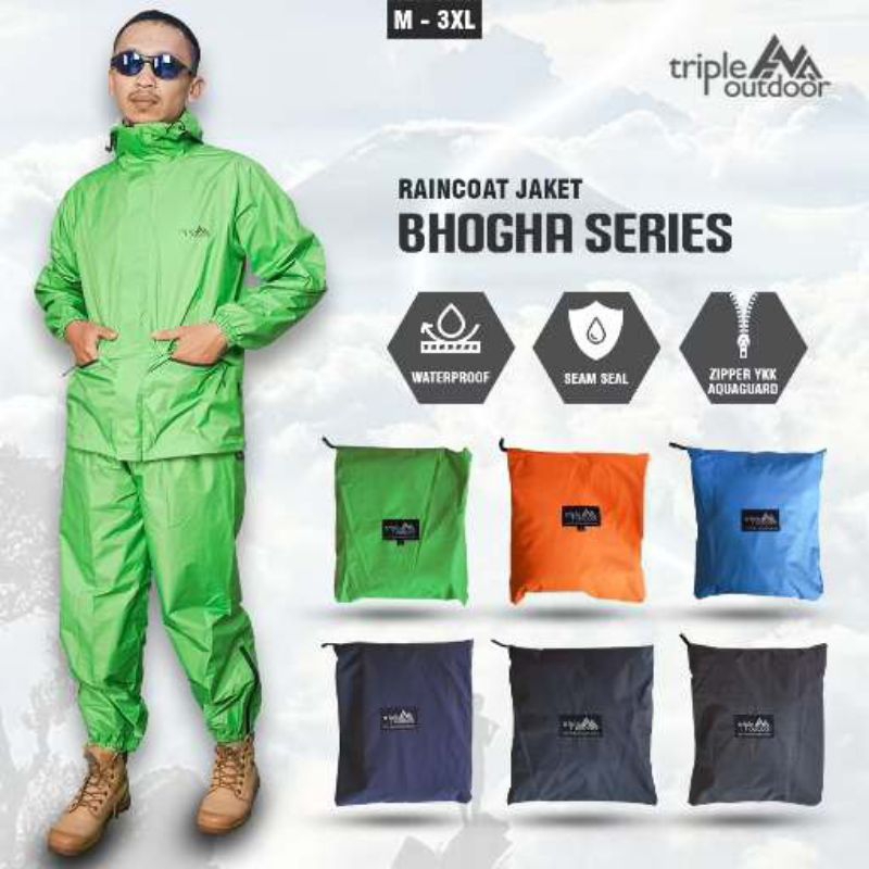 Jas hujan Tripleoutdoor Bhoga Full waterproof - Raincoat jaket Triple Bhoga - Jas hujan jaket setela