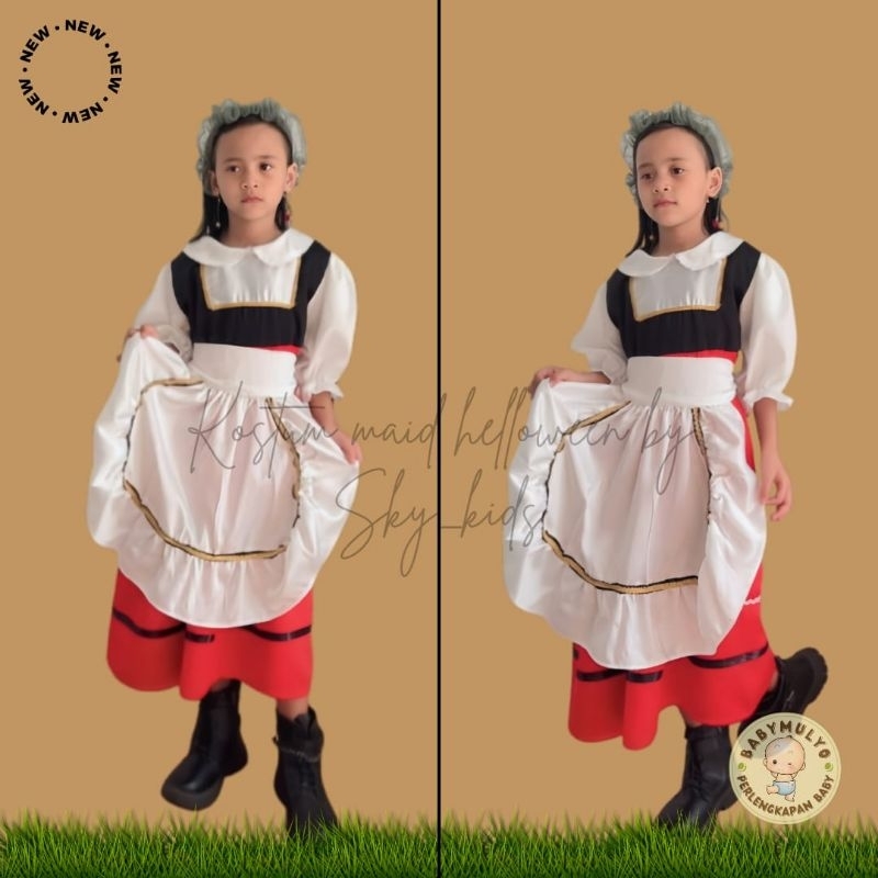 NEW Kostum Cosplay Maid Helloween anak dan dewasa//