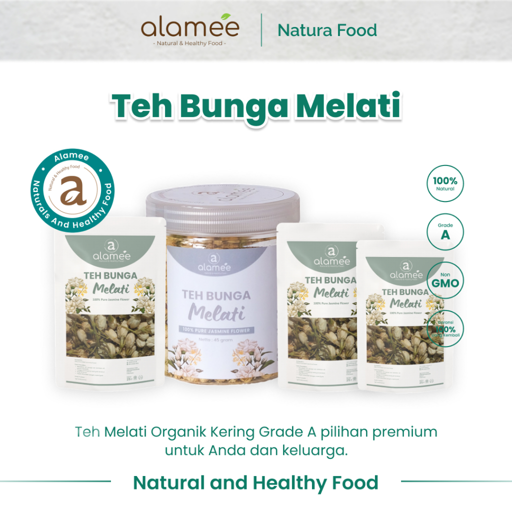 

ALAMEE Teh Bunga Melati Jasmine Tea Organik Jasmin Herbal Kering Dried Flower Premium