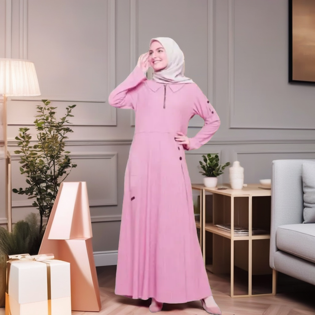 DRESS GAMIS REMAJA WANITA RAHNEM GM 41 PINK CASUAL & SPORTY