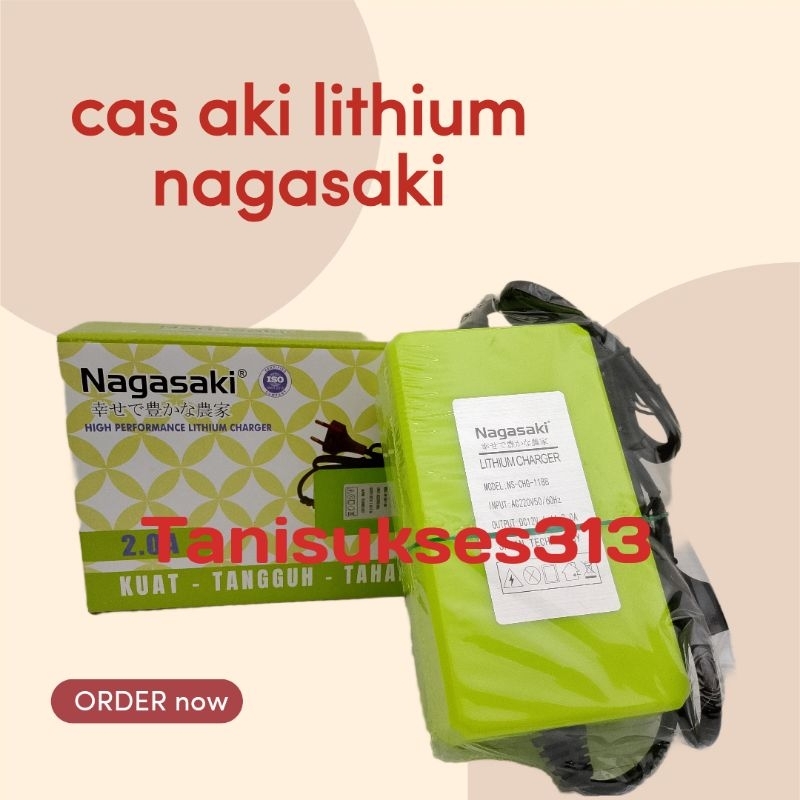 Cas aki lithium nagasaki/Nagasaki Lithium Charger hijau lithium