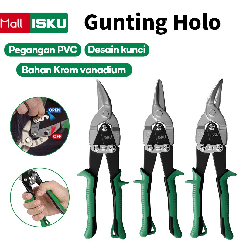 ISKU Gunting Baja Ringan Serbaguna 10 Inch Panjang 255mm/Gunting Holo Gunting Baja Ringan Tajam 10 I