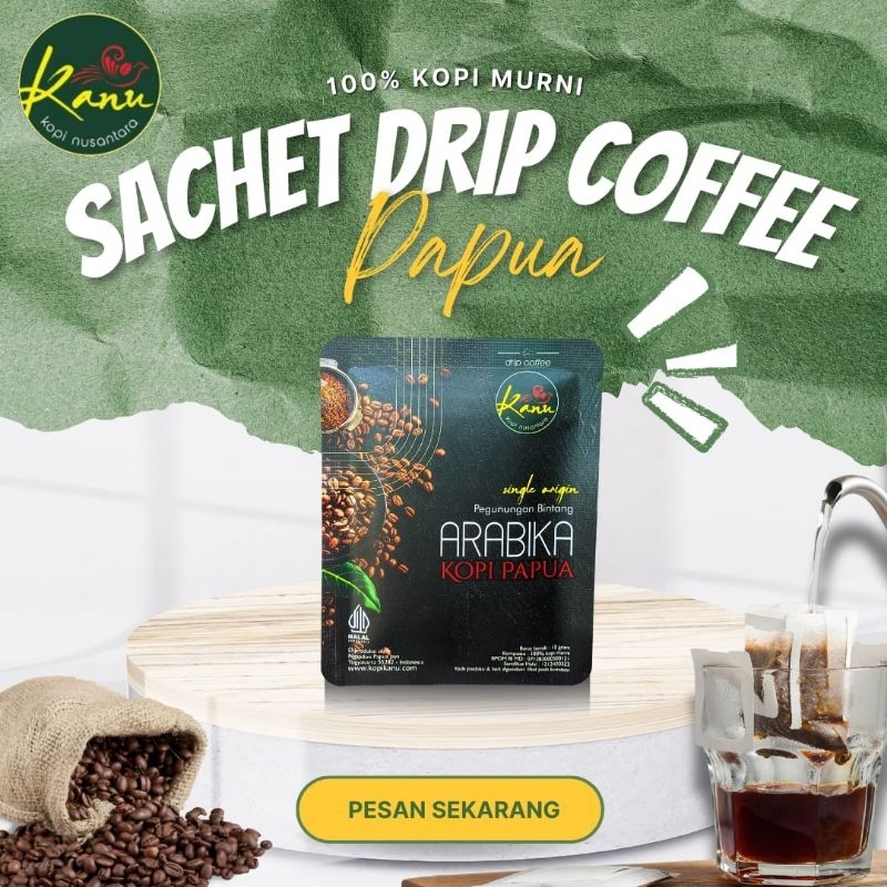 

Kopi Papua Arabika Pegunungan Bintang Drip Coffee Bag in Sachet KANU