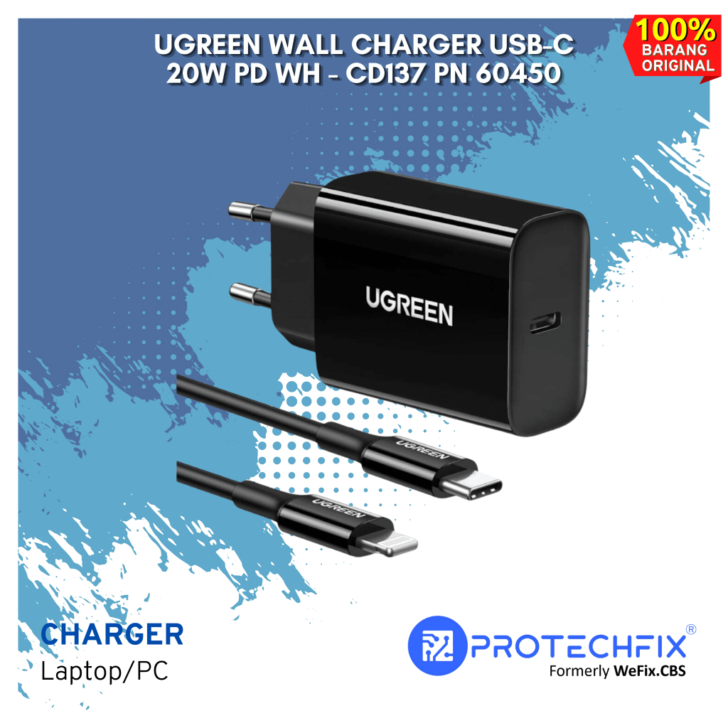 Charger-UGREEN Wall Charger USB-C 20W PD WH CD137 PN 60450