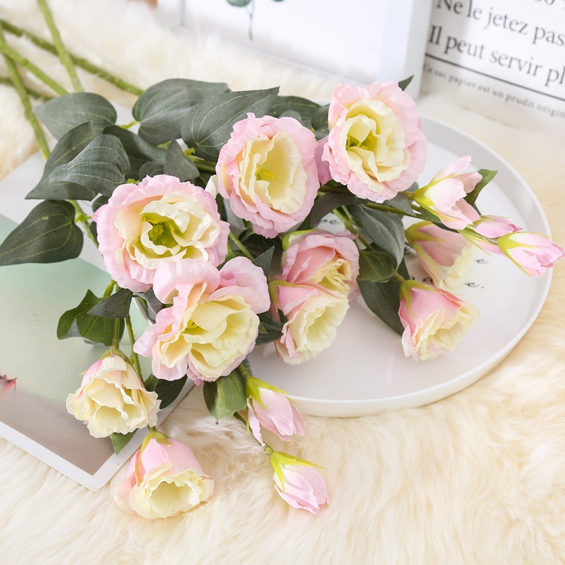 Bunga dekorasi artificial eustoma 3 kuntum