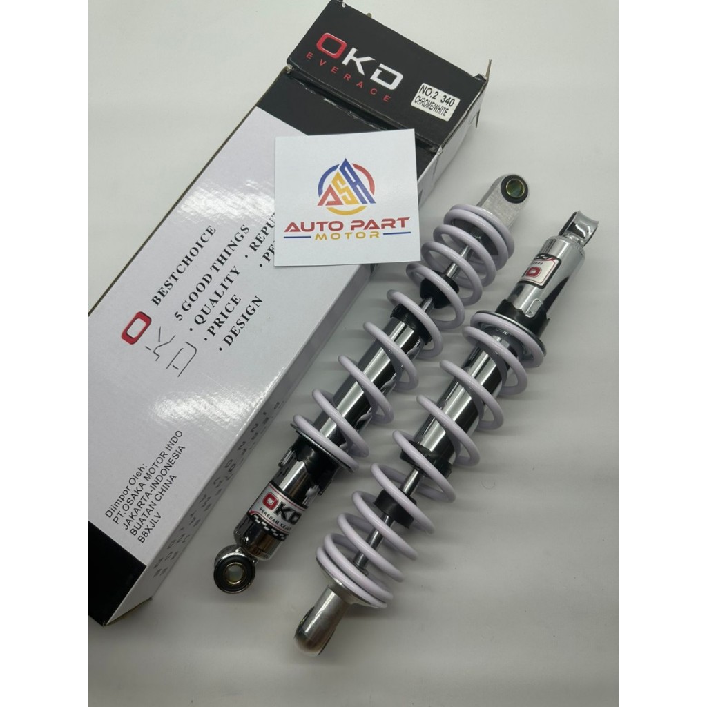 ( OKD ) Shockbreaker Heavy Duty White 340 MM Shock Absorber Belakang Motor