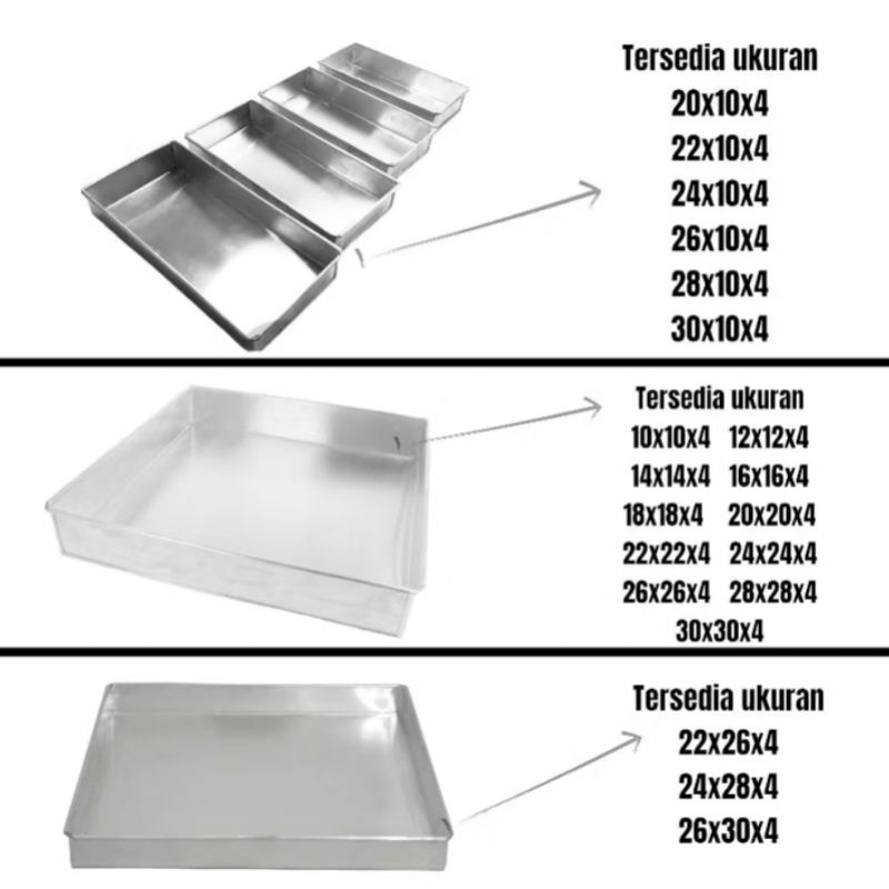 Loyang Brownies Kotak | Loyang Bolu Kotak Tinggi 4 cm tinggi 7 cm | Loyang Bolu Gulung | Loyang Lapi