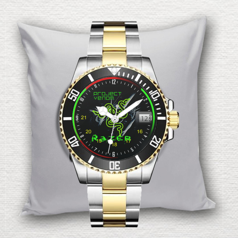 Jam Tangan RAZER VENOM GAMING Tanggal Stainless Steel Perak Silver Gold Cowok Dewasa Custom Keren Te