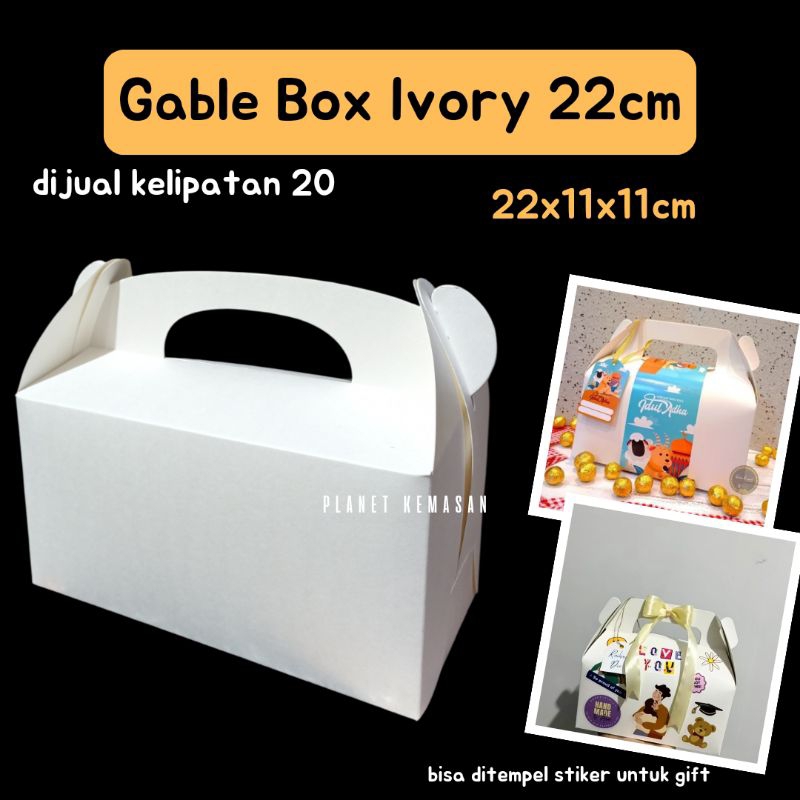 

[kelipatan 20] gable box ivory 22x11x11 / tas jinjing putih 22cm / tas kertas / tas brownies