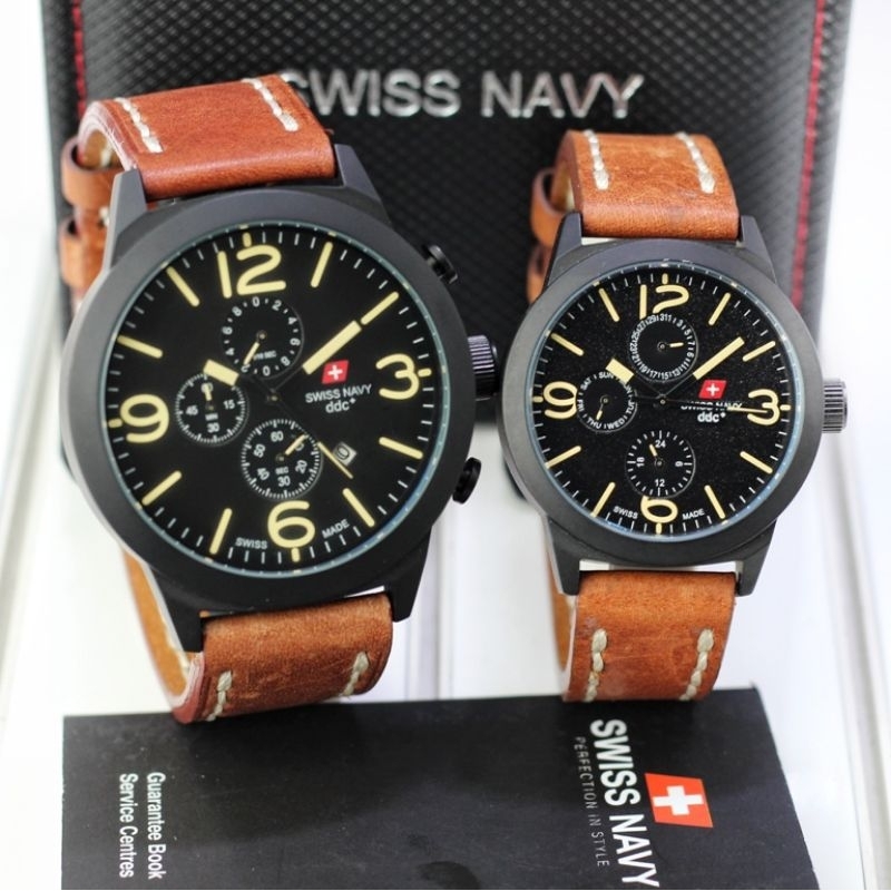 Jam Tangan Wanita dan Pria Couple Swiss Navy 8916 dan 8915 Chronograp Tanggal Aktif Free Box Origina