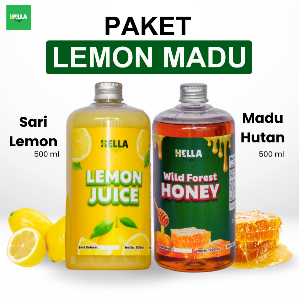 

Hella Fresh Paket Sari Lemon 500ml + Madu Hutan 500 ml / Bundling Diet Hemat Sari Lemon Madu 1 Liter