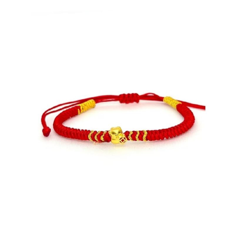 Gelang Emas Asli Kucing Rejeki 24K Hongkong 999% Tali Pelintir Gold