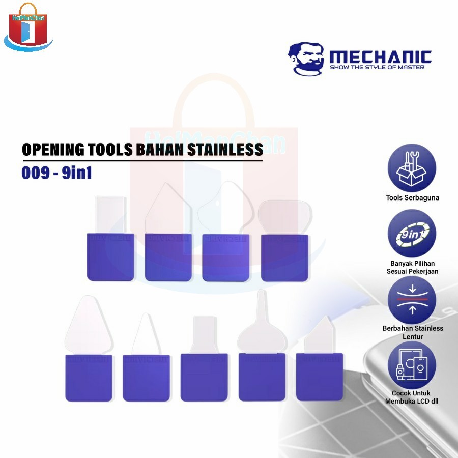 Mechanic 009 Opening Tools 9in1 Original - Alat Bantu Buka LCD Backdoor Battery - Tools Teknisi Hand