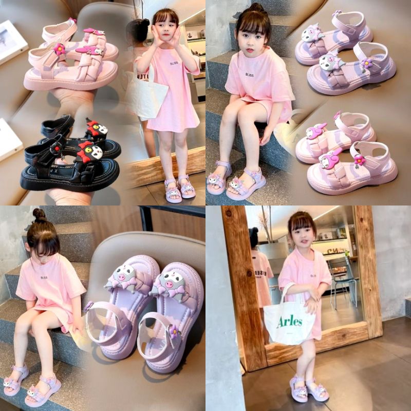 Sandal Anak Fashion Kuromi | Sandal Anak Perekat Karakter Kuromi | Sandal Kuromi Anak Import