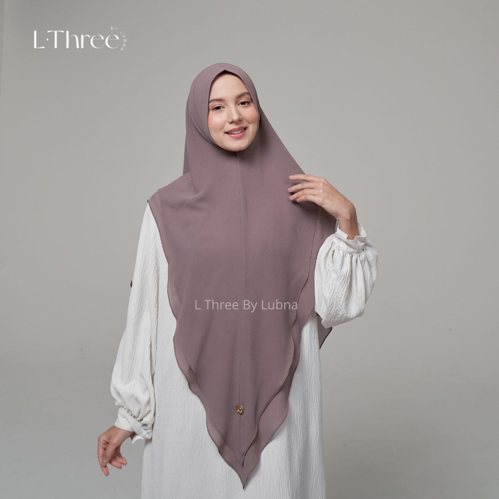 Nazia Khimar syar'i Standar - Lthree By Lubna Dua Layer Cerutty Khimar Pad Jilbab Instan