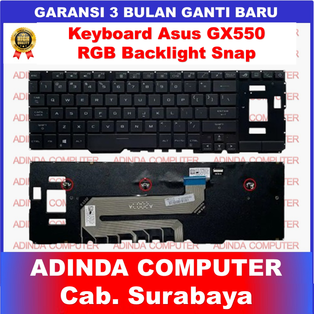Keyboard Asus ROG Zephyrus Duo 15 GX550 GX550L GX550LWS GX550LXS RGB Backlight Snap