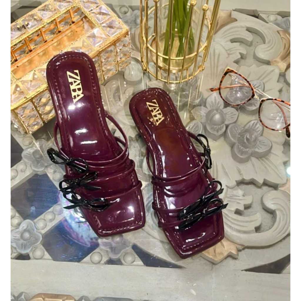 Sandal Selop Zara FLAT Pita Tali Silang Cute Kekinian Korean Style KODE HZ3DES24