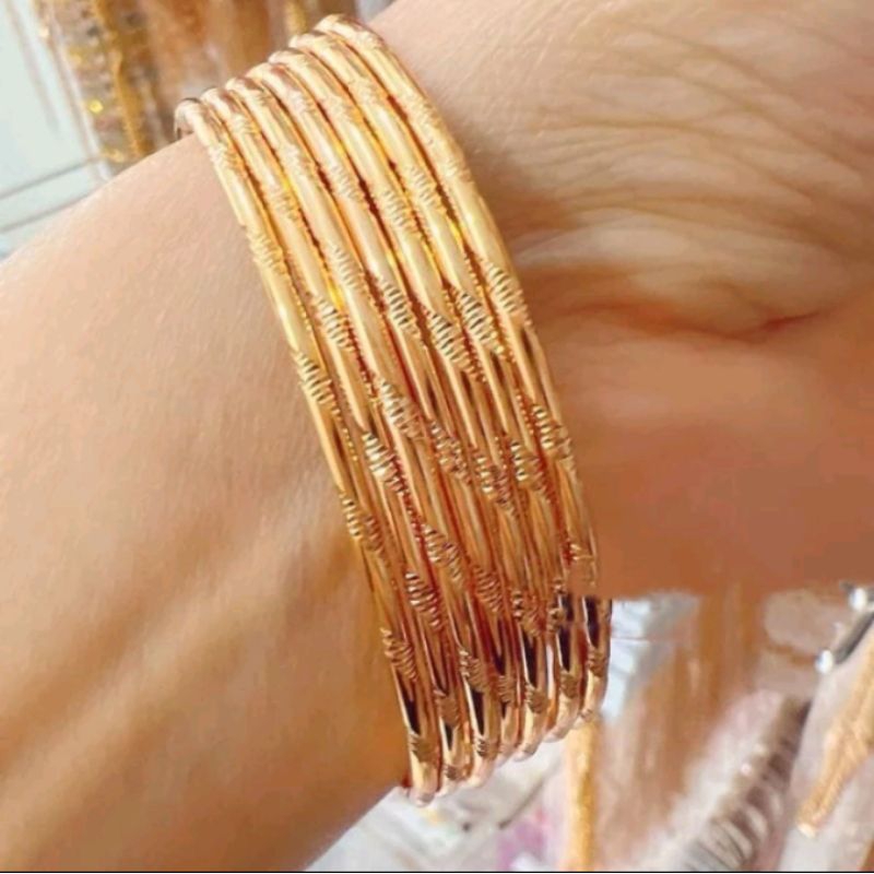 Gelang keroncong dewasa isi 7 Pcs berlapis Emas 24k Anti karat murah