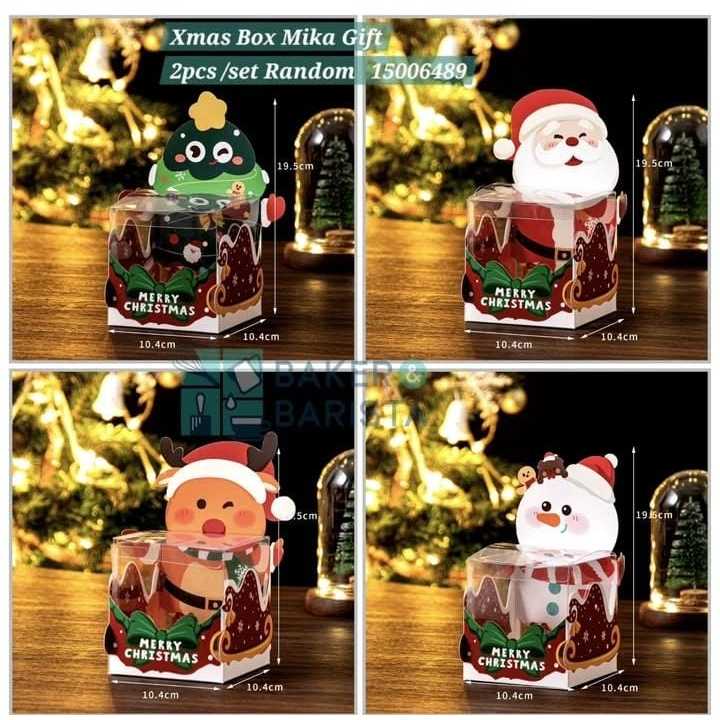 

Xmas Box Mika Gift /2pcs Random christmas kotak cookies Candy Cake Hampers Gift natal Box lucu cute