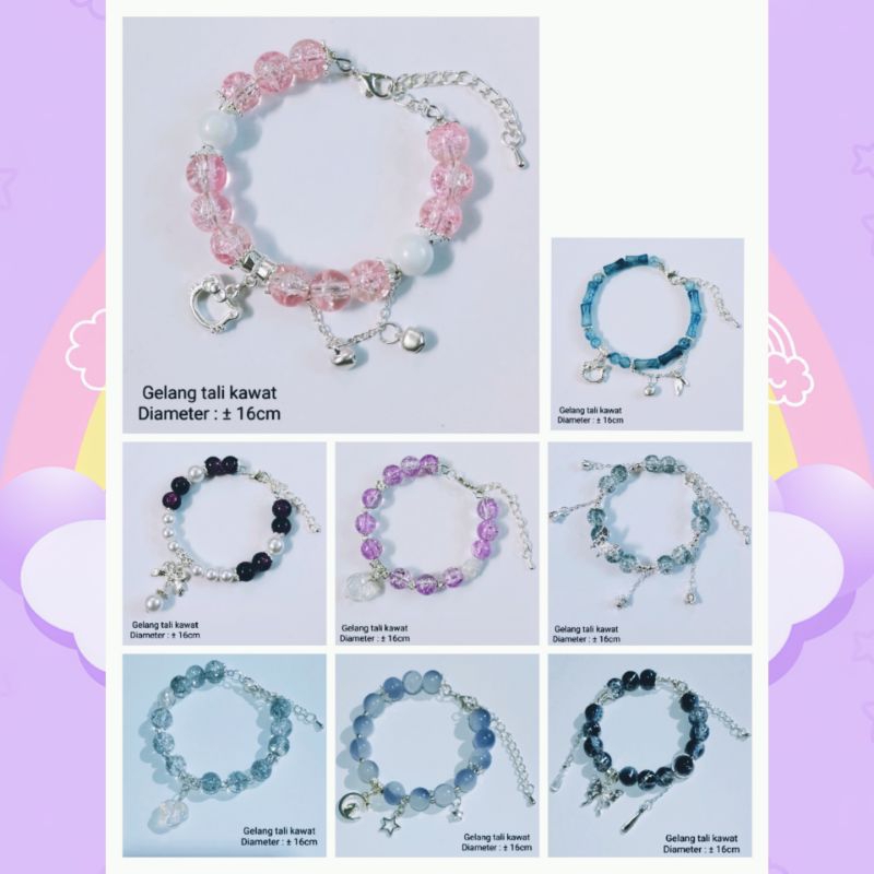 Gelang Tali Kawat / Gelang Tali Karet / Gelang Tali Giok Cantik Lucu
