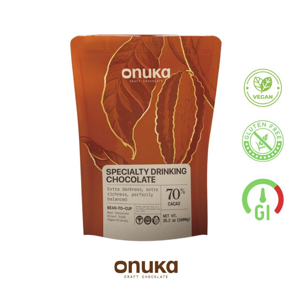 

Onuka 70% Dark Specialty Drinking Chocolate Powder 1kg / Minuman Coklat Asli Gula Aren Rendah Gula