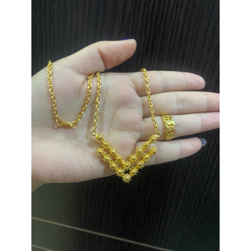 kalung matahari replika emas asli lapis emas dan cincin golden