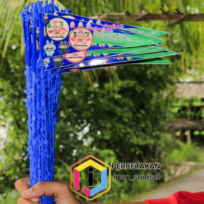 bendera tasyakuran aqiqah bisa costum dua photo dalam 1 bendera /bendera Aqiqah / bendera marhaba / 