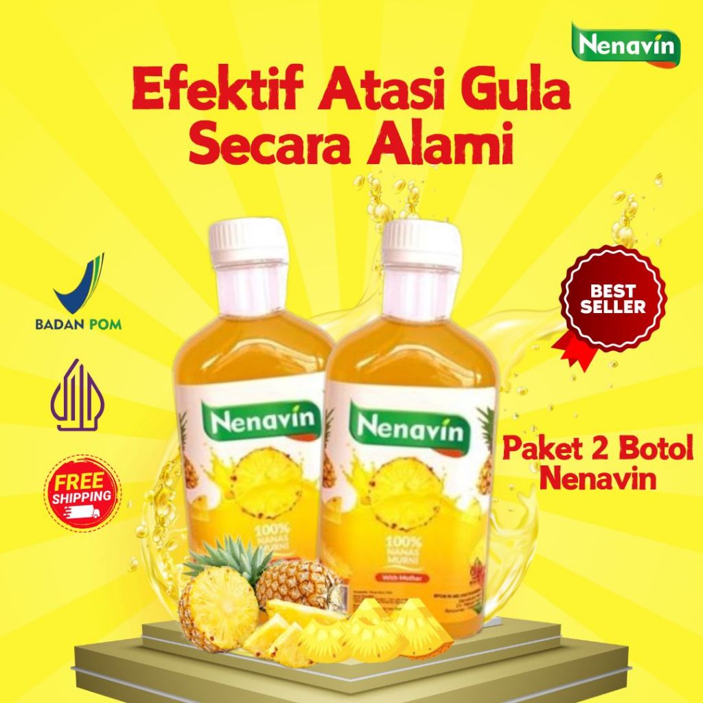 

Cuka Nanas Nenavin 2 botol Atasi Diabetes, Kolesterol dan Asam Urat