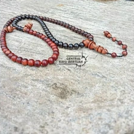 tasbih kayu kombinasi 4 kayu (galih kelor, stigi, nagasari, galih asem)