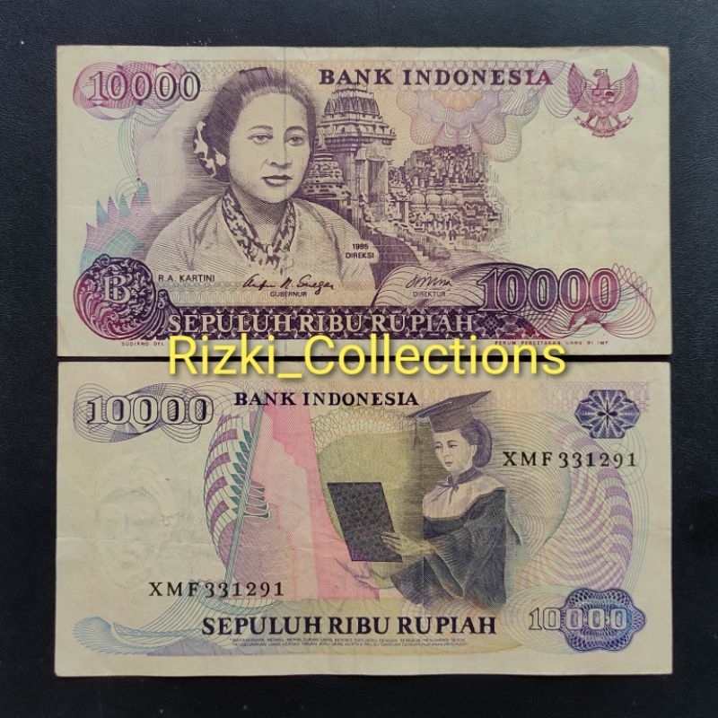 uang kuno 10.000 R.A.KARTINI. 10000 rupiah kartini tahun 1985
