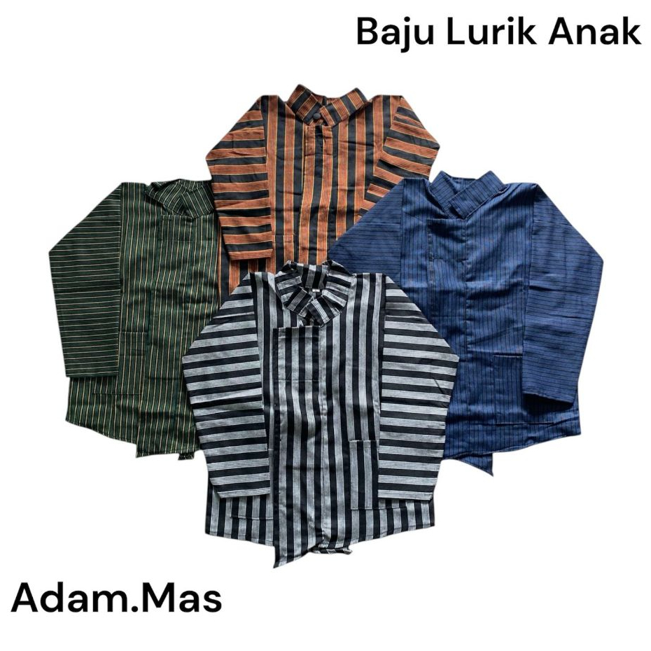 Baju Lurik Anak Laki Laki/Baju Adat Anak Lak Laki/Surjan Anak Laki Laki/Biru Navy Hijau Abu Abu