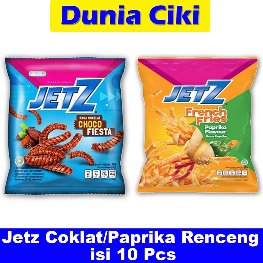 

DUNIA CIKI - Jetz Coklat 18gr / Jetz Hollow Paprika 14gr x 10 Pcs / JETZ RENCENGAN / SNACK CHIKI