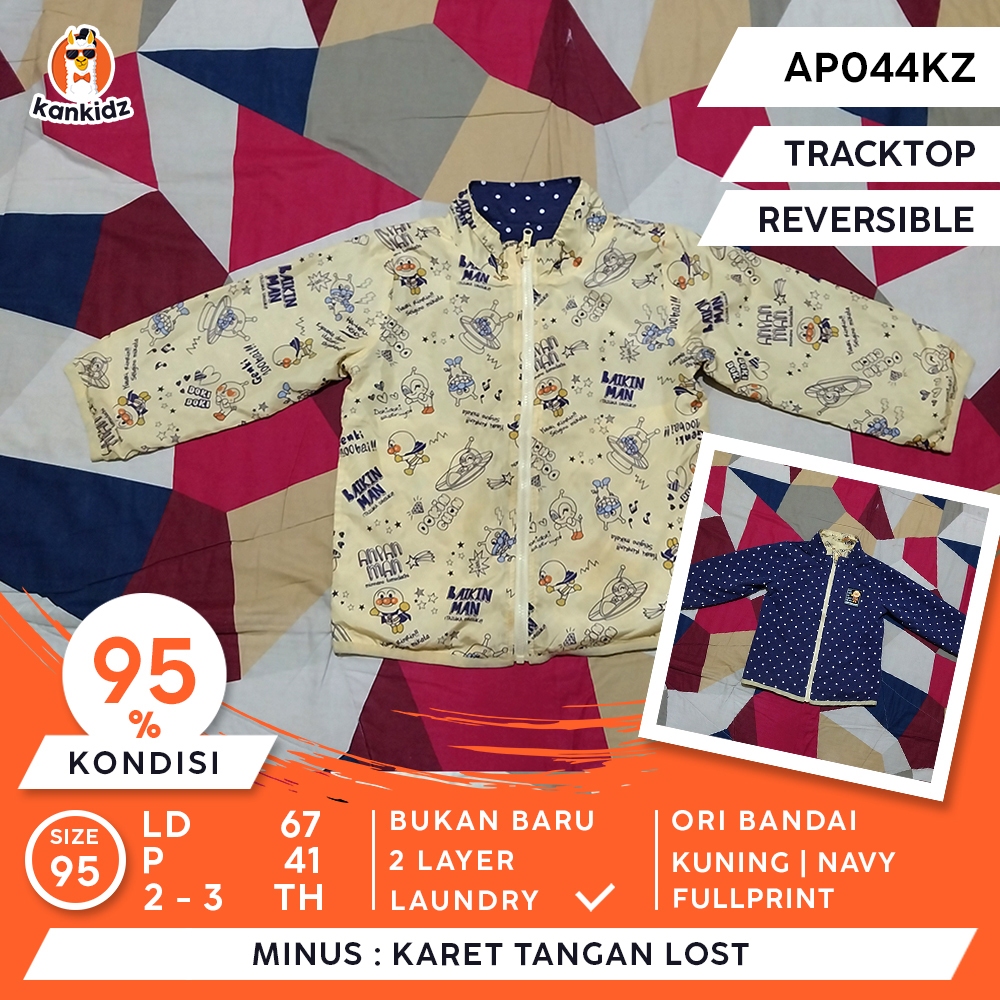 SIAP PAKAI | Jaket Anak Reversible Bandai | Kuning Navy Size 95