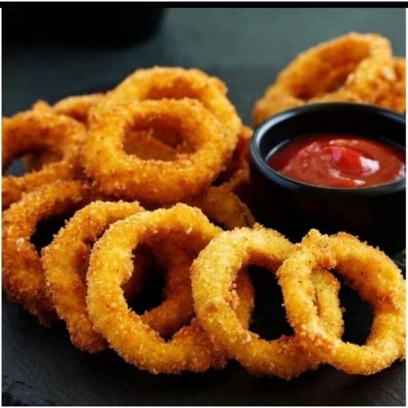 

Promo Lebaran. Disale. Murah. Camillan Keren LebaranPremium Onion Ring Frozen Bawang Bombay Krispi. 1 kg. Expire November 2025