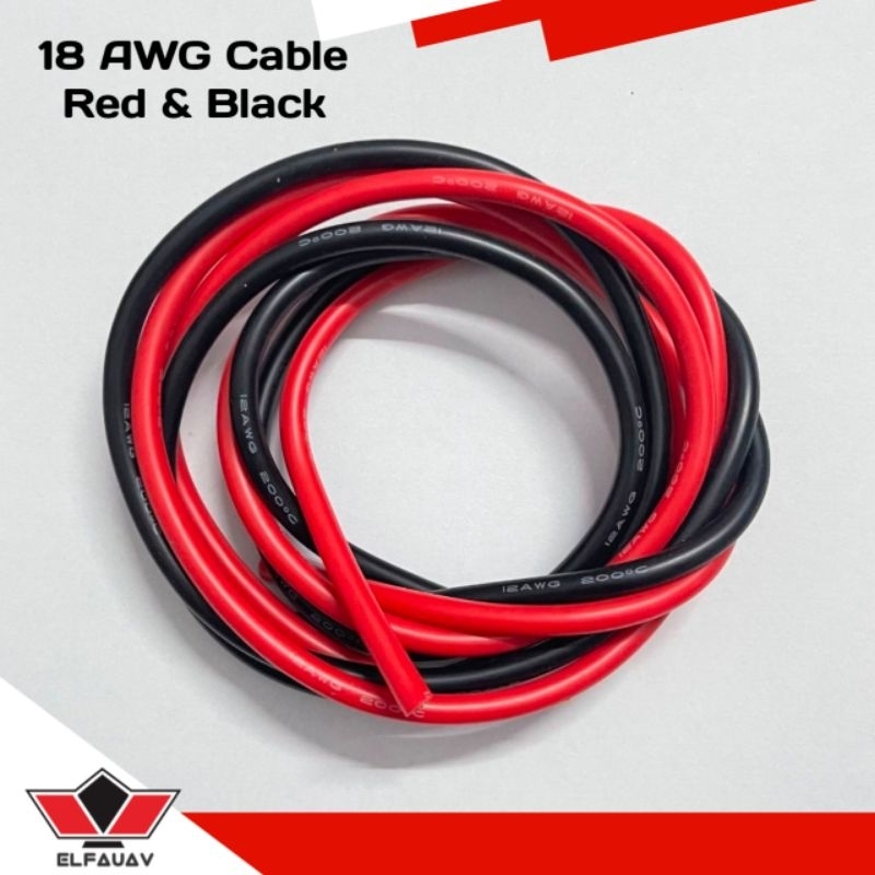 1CM 18 AWG KABEL BATERAI MERAH DAN HITAM - 18AWG BATTERY CABLE RED & BLACK SILICONE WIRE CABLE BATTE
