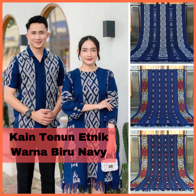 kain Tenun Etnik Troso Jepara Warna Biru Navy Tenun Blanket Troso Motif Toraja Lombok NTT Flores Ten