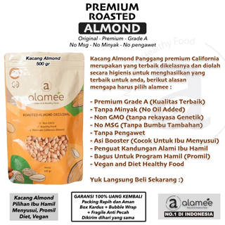 

ALAMEE Kacang Almond Panggang Roasted Almon Premium Grade A California 500 Gram